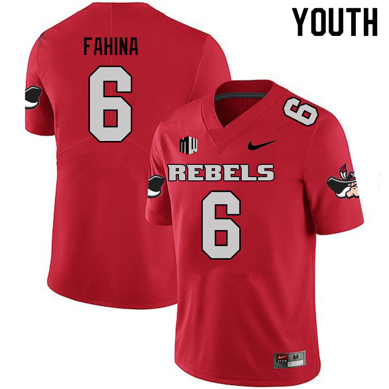 Youth #6 Naki Fahina UNLV Rebels College Football Jerseys Sale-Scarlet - Click Image to Close